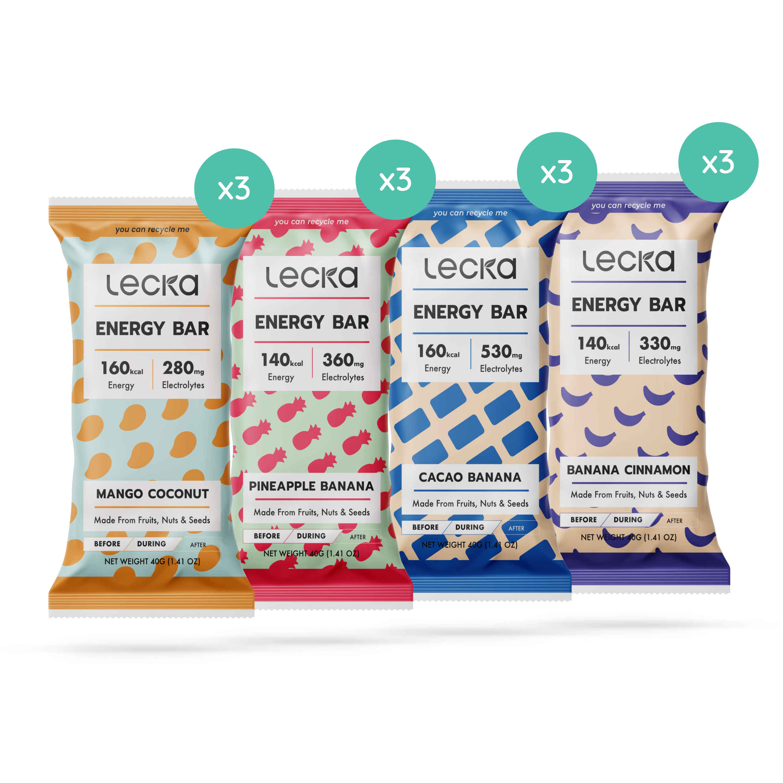 1 Hộp Thanh năng lượng Lecka Energy Bar 4 Vị Tổng Hợp